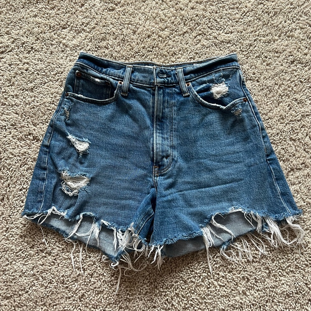 Abercrombie & Fitch Blue Jean Shorts Distressed Frayed Hem